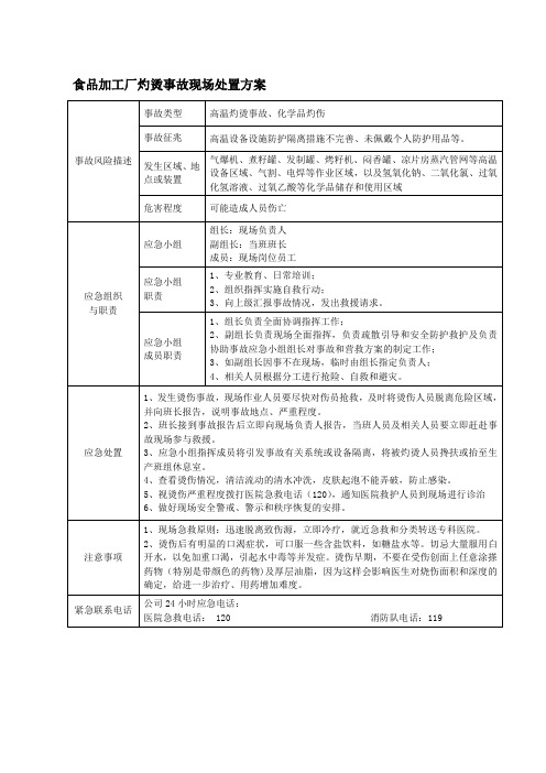 食品加工厂灼烫事故现场处置方案