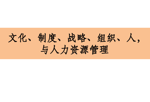 文化、制度、战略、组织、人-与人力资源管理