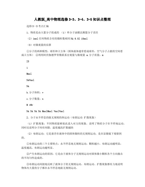 人教版_高中物理选修3-33-43-5知识点整理