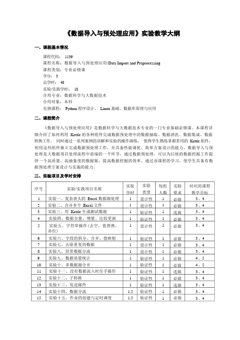 《数据导入与预处理应用》课程实验教学大纲