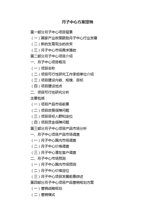 月子中心方案提纲