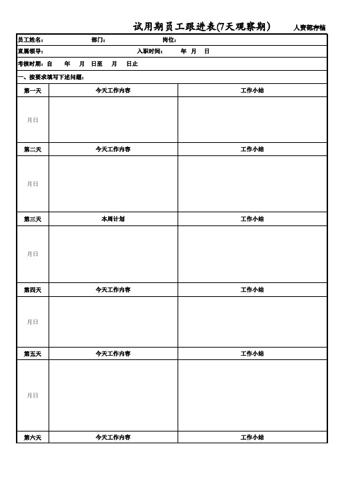 新员工试用期跟进表第7天