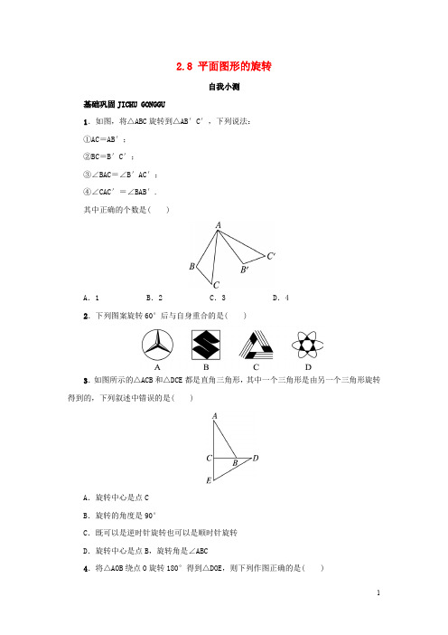 七年级数学上册 第二章 几何图形的初步认识 2.8 平面图形的旋转专题练习1 (新版)冀教版