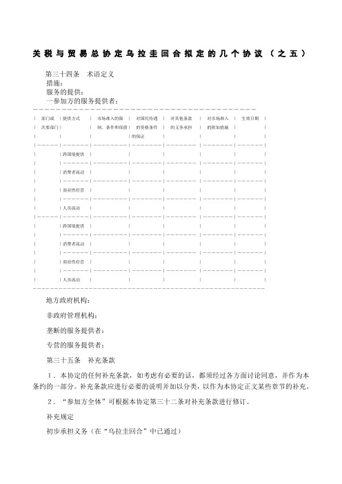 关税与贸易总协定乌拉圭回合拟定的几个协议之五