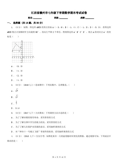 江西省赣州市七年级下学期数学期末考试试卷