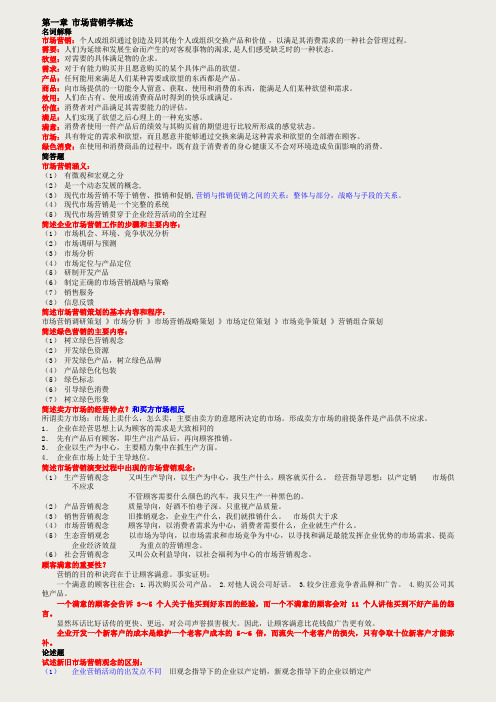 自考市场营销复习资料