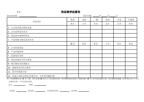 供应商评估报告