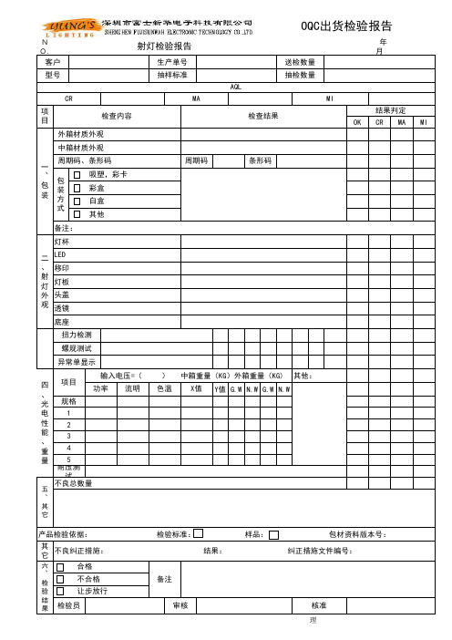 OQC出货检验报告