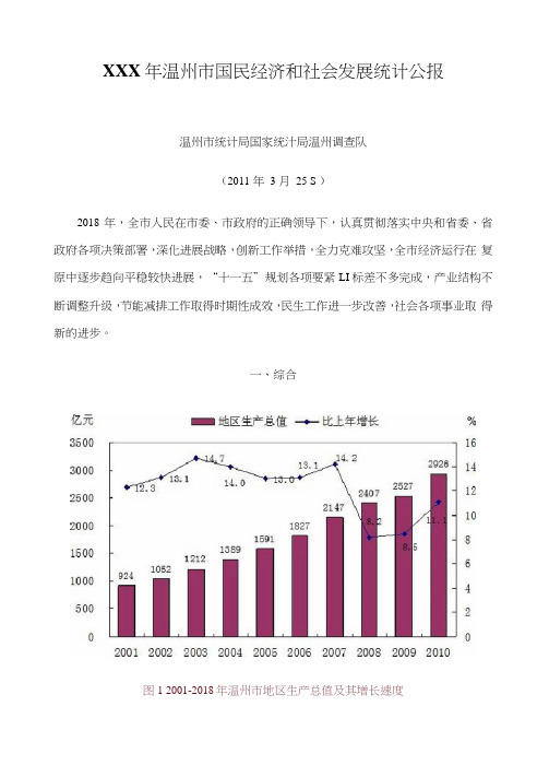 XXX年温州市国民经济和社会发展统计公报