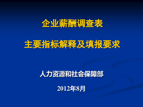 企业薪酬调查表主要指标解释及填报要求