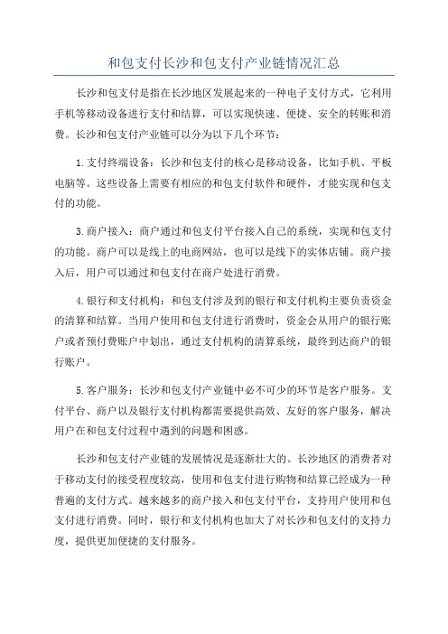 和包支付长沙和包支付产业链情况汇总