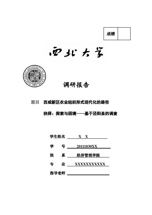 西咸新区农业组织形式现代化的路径抉择：探索与困境——基于泾阳县的调查