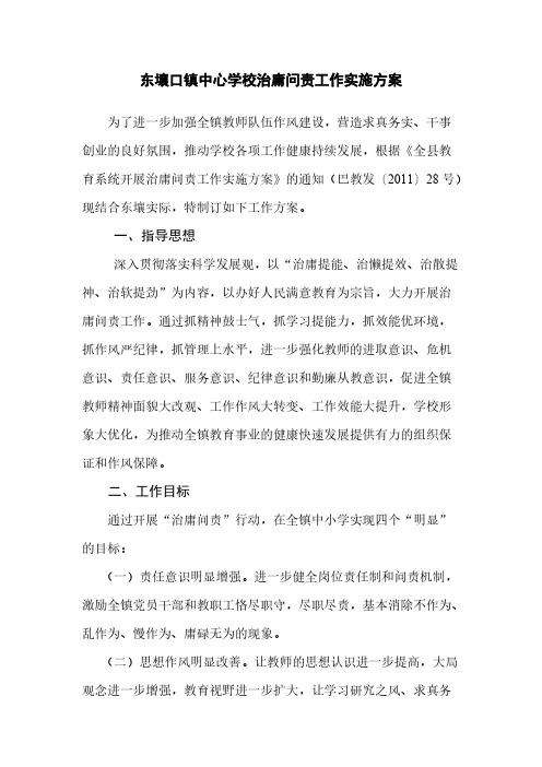 东壤口镇中间学校治庸问责工作实施方案