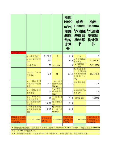 油库汽油罐基础结构计算书