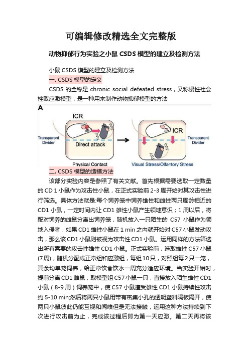 动物抑郁行为实验之小鼠CSDS模型的建立及检测方法精选全文