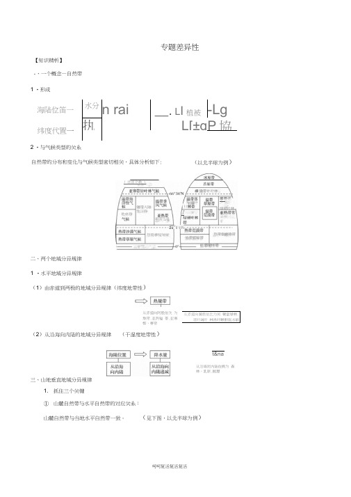 2019高考地理二轮复习微专题要素探究与设计专题5.2差异性学案