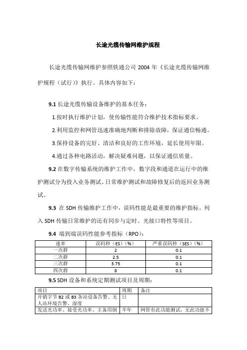 长途光缆传输网维护规程