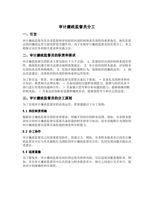 审计廉政监督员分工