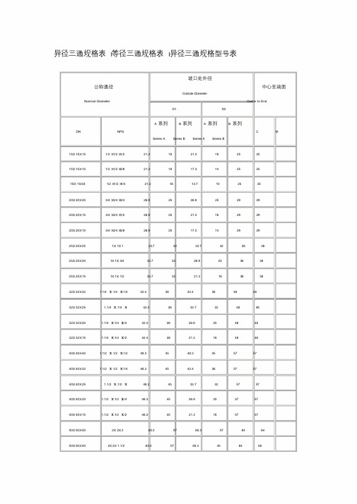 异径三通规格表精品