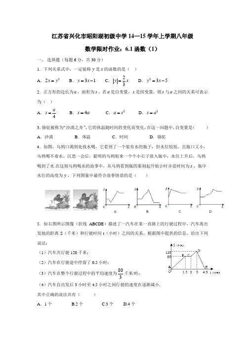 江苏省兴化市昭阳湖初级中学14—15学年上学期八年级数学限时作业：6 (13)