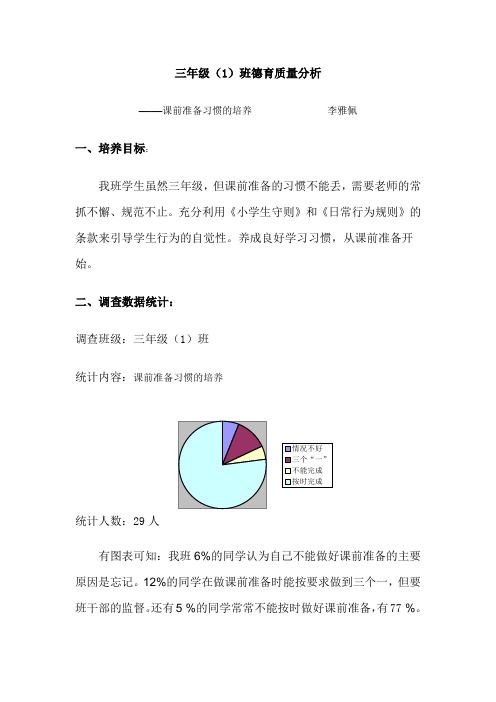 三年级一班德育质量分析