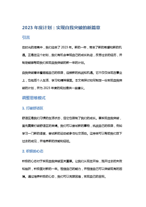 2023年度计划：实现自我突破的新篇章