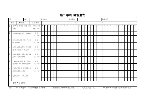 施工电梯日常检查表