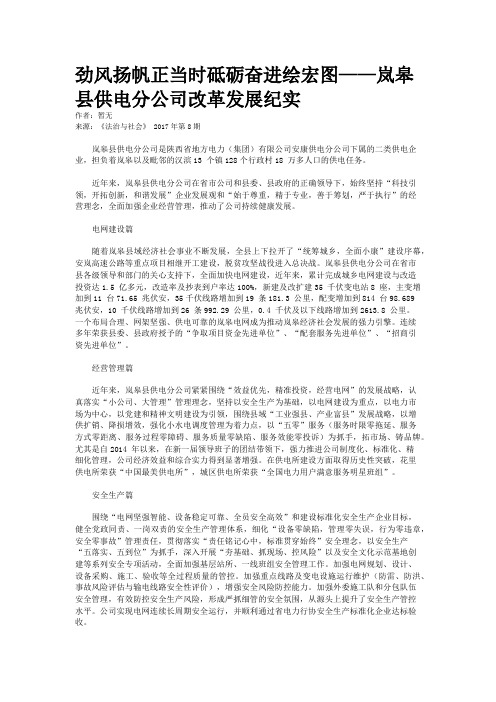 劲风扬帆正当时砥砺奋进绘宏图——岚皋县供电分公司改革发展纪实