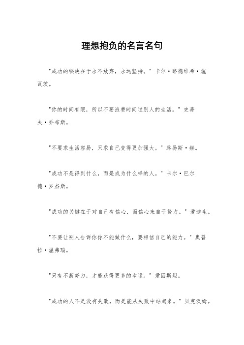 理想抱负的名言名句