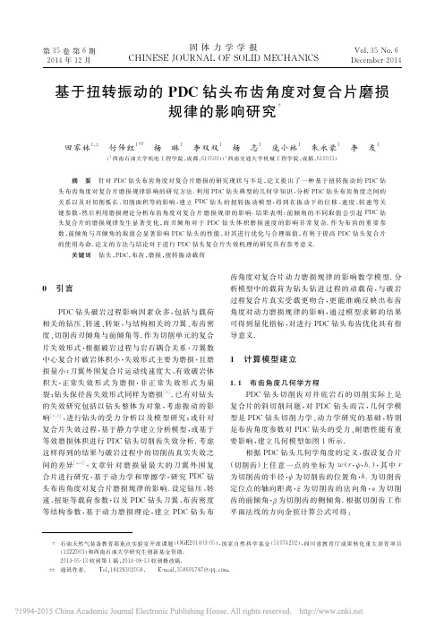 基于扭转振动的PDC钻头布齿角度对复合片磨损规律的影响研究_田家林