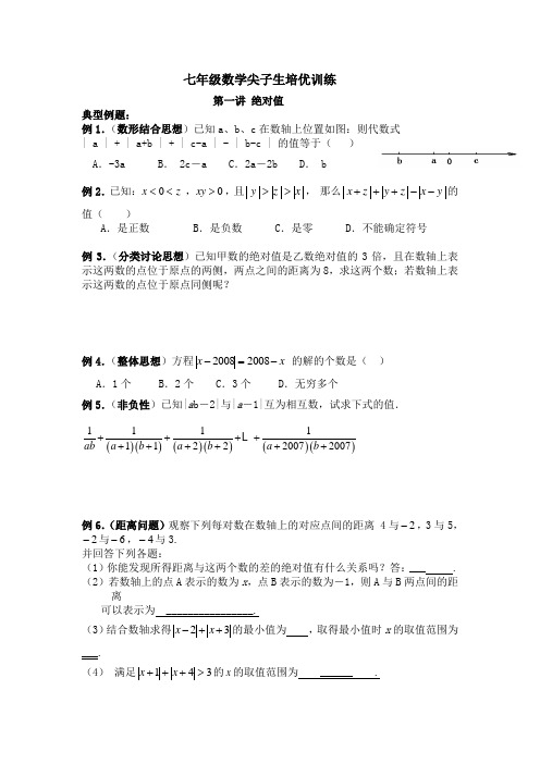 七年级数学尖子生培优训练[1]