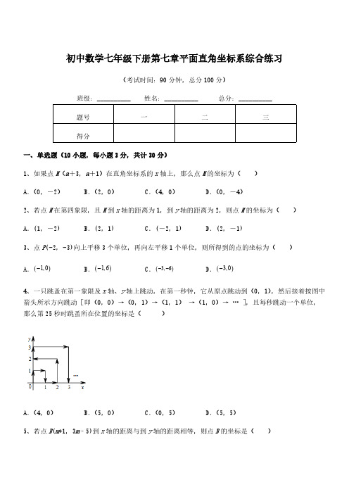 人教版初1数学7年级下册 第7章(平面直角坐标系)练习试题(含解析)