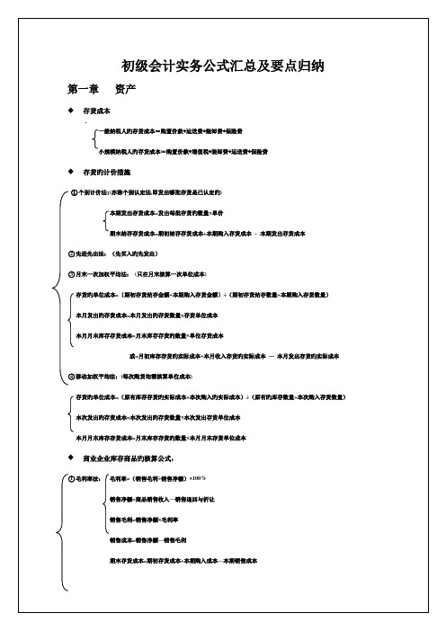 2023年初级会计实务公式汇总及要点归纳