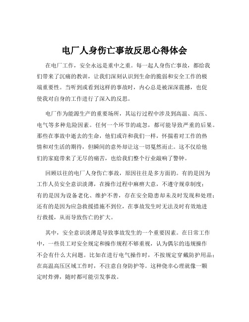 电厂人身伤亡事故反思心得体会