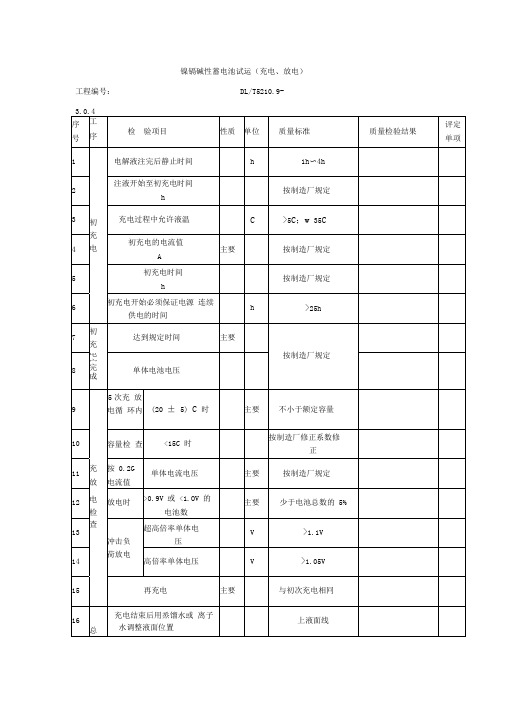 镍镉碱性蓄电池试运(充电、放电)