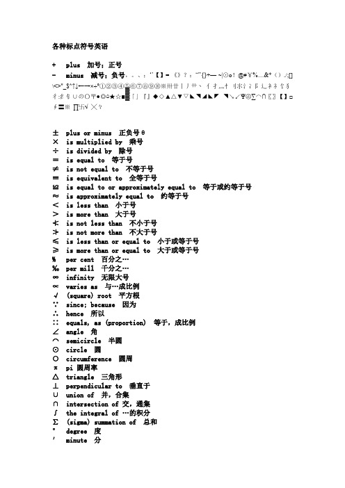 各种标点符号英语