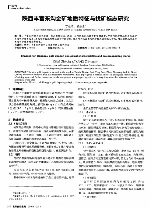 陕西丰富东沟金矿地质特征与找矿标志研究