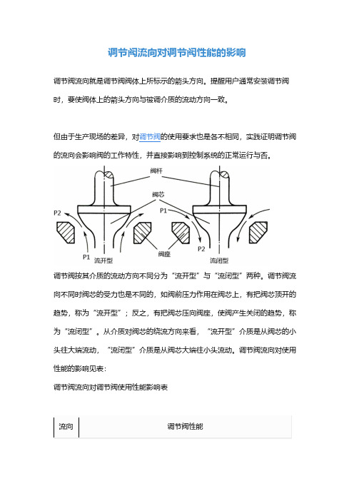 调节阀流向对调节阀性能的影响