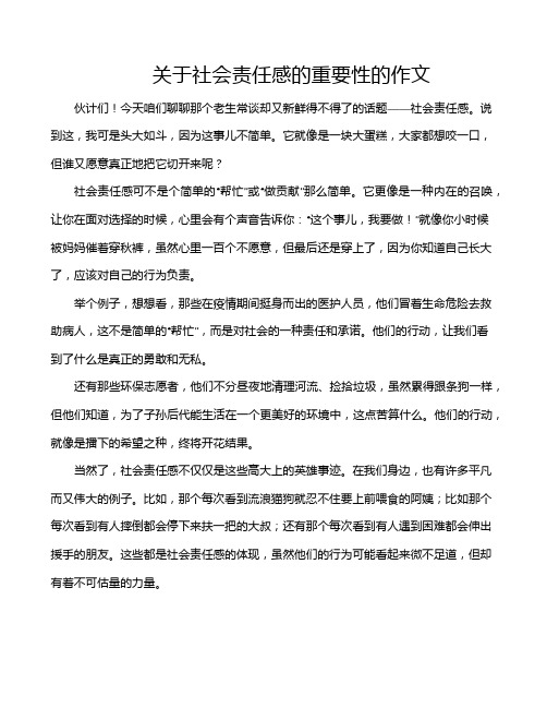 关于社会责任感的重要性的作文