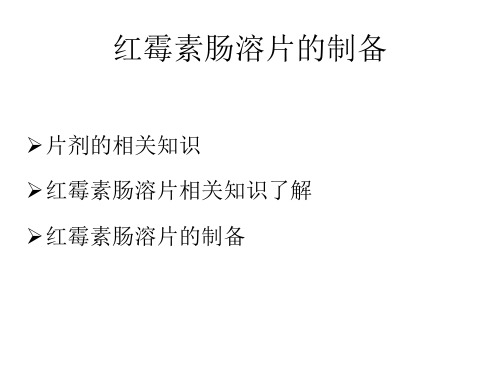 红霉素肠溶片的制备 共26页PPT资料