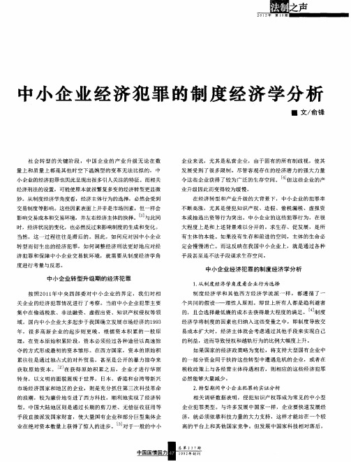 中小企业经济犯罪的制度经济学分析