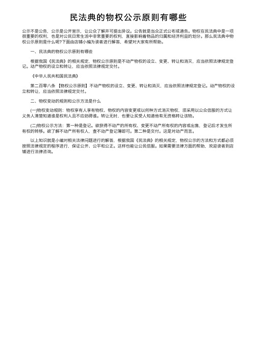 民法典的物权公示原则有哪些