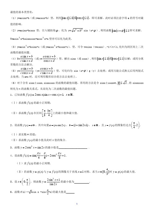 三角函数最值类型大全