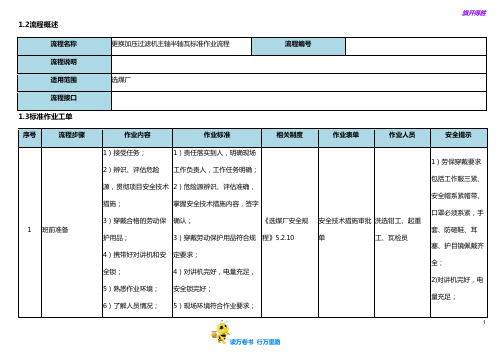 更换加压过滤机主轴半轴瓦标准作业流程【选煤厂岗位标准作业流程】