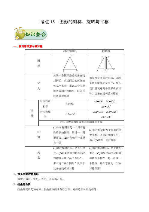 图形的对称、旋转与平移-备战2018年中考数学考点一遍过含答案