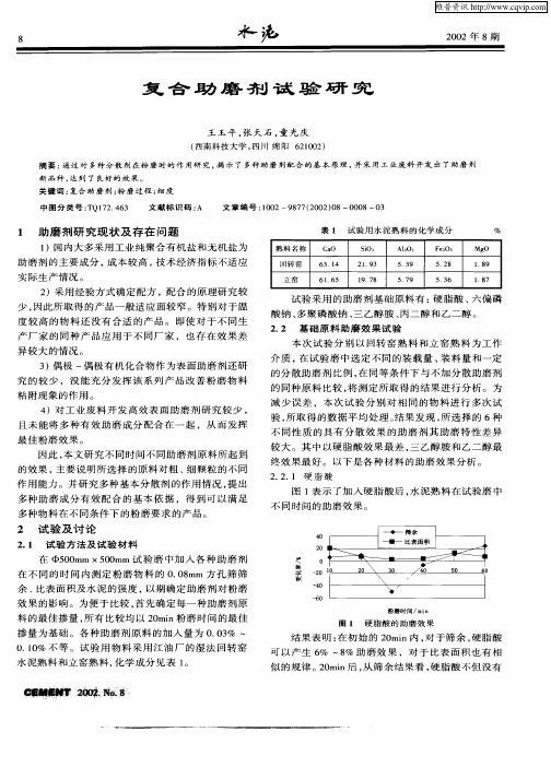 复合助磨剂试验研究