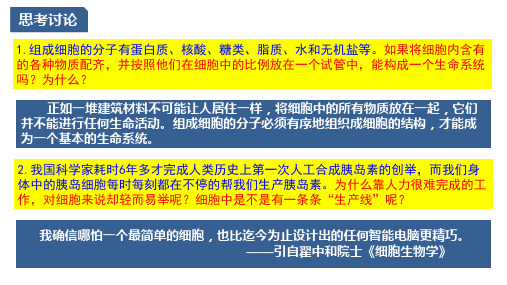 细胞膜的结构和功能课件-高一上学期生物人教版必修1