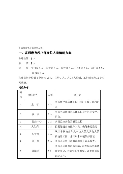 富通雅苑秩序部人员安全制度表