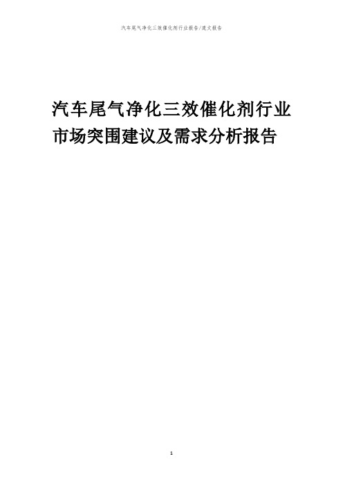 2023年汽车尾气净化三效催化剂行业市场突围建议及需求分析报告