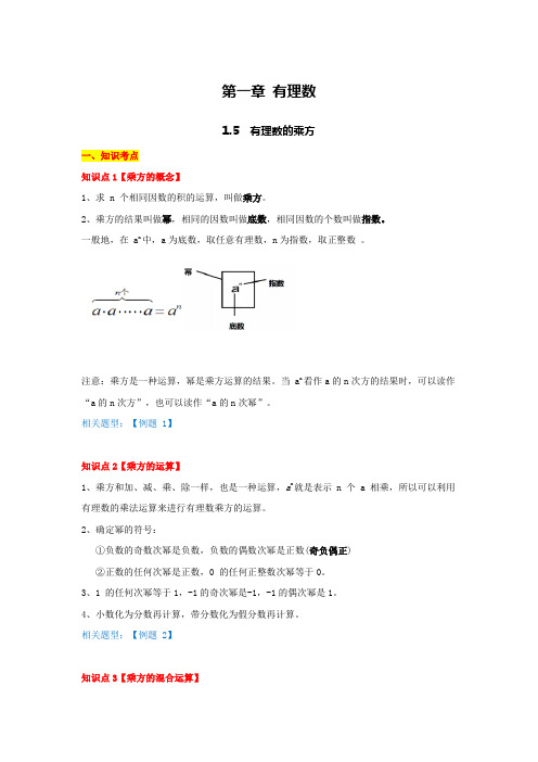 有理数的乘方(知识点、例题、练习)